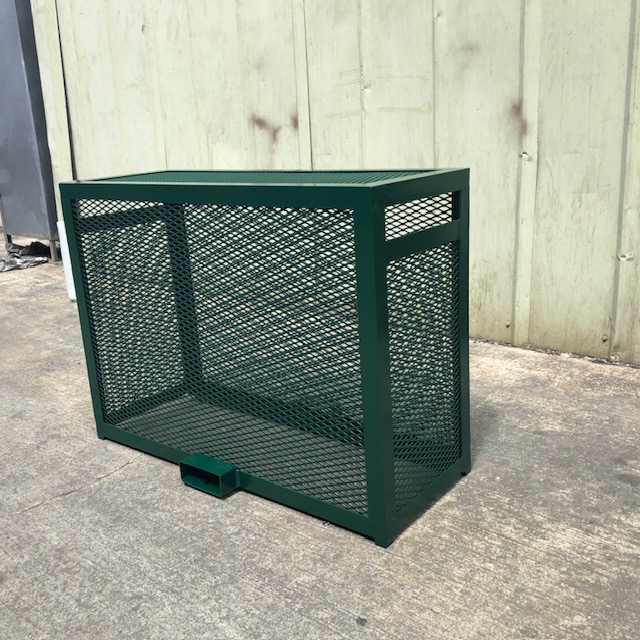 Angle iron lift off cage with two lock boxes-green