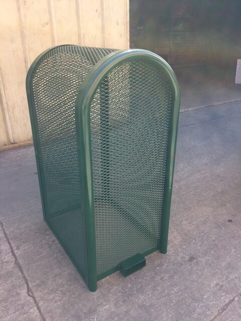 Custom tall lift off cage with two lock boxes-green